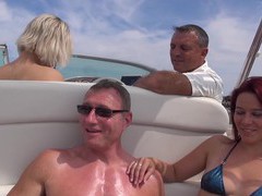 TubeHardcore presents: Hot ass blondie britney drops her clothes for sex on the boat, Group Sex, Hardcore, Outdoor, Reality, Yacht, Foursome, Bikini