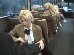 TubeHardcore presents: Naughty schoolgirl suck and stroke on the bus