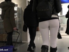 TubeHardcore presents: Jeny smith  camel toe white leggings